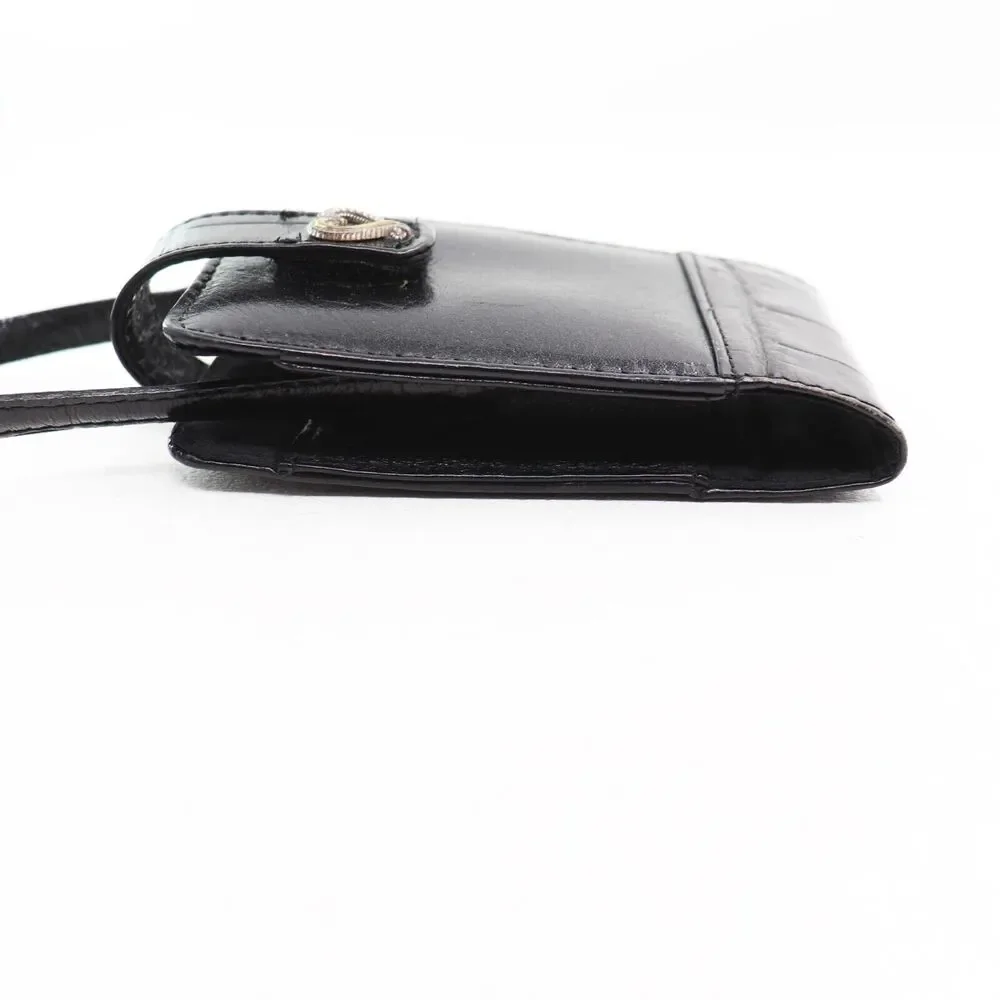 Vtg Brighton Phone Case Wristlet Cell Mobile Black Croc Leather 4.5X2.5X1.5